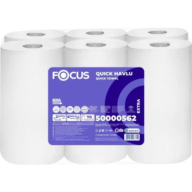 Focus Quıck Hareketli Kağıt Havlu Çift Katlı 21 cm x 70 M - 6 Adet