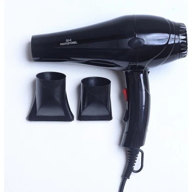 QU 5 Siyah Profesyonel Fön Makinesi 2400 W Güç ve 2 Kademe Hız Ayarı ile Kullanım İçin
