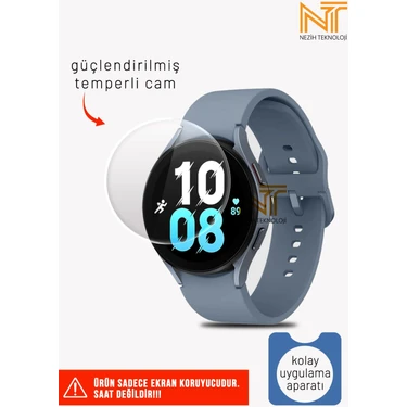 Samsung Galaxy Watch 5 44MM Uyumlu Kolay Uygulama Aparatlı Temperli Cam Ekran