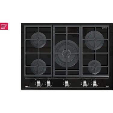 Teka GZC 75330 XBN BK Ankastre ExactFlame Teknolojili Kristal Wok Gözlü Cam Gazlı Ocak Döküm Izgara