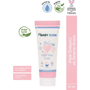 Baby Icon Hassas Ciltler İçin Pişik Önleyici ve Onarıcı Bebek Kremi 75 ml – Koruyucu ve