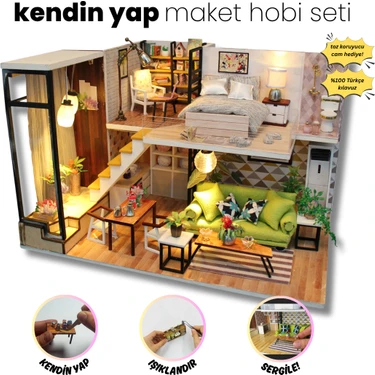 Kendin Yap Minyatür Modern Villa | Minyatür Maket Ev | 3D Ahşap Puzzle, Yetişkinler İçin El Yapımı