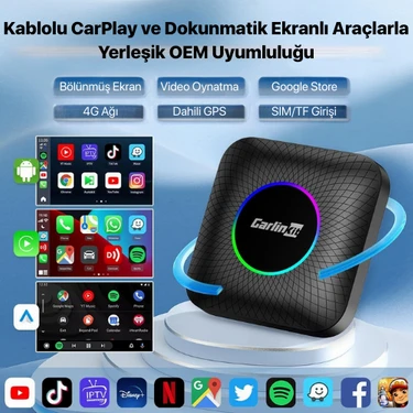 Carlinkit Tbox Max Ambient 13.0 8GB/128GB Kablosuz Carplay Youtube/netflix/tiktok/google Play