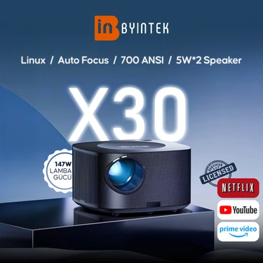 BYINTEK X30 L1 Lisanslı Wifi Akıllı Projeksiyon Cihazı Dobly Ses