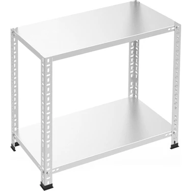 Rafburada 2 Katlı Galvaniz Çelik Raf - Depo, Arşiv, Kiler, Dosya, Market Rafı - 31x60 cm-50 cm-0.70