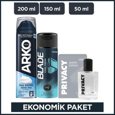 Arko Men Cool Tıraş Köpüğü - Privacy Men Limited Edition Edt Parfüm - Blade Cool Fresh Erkek
