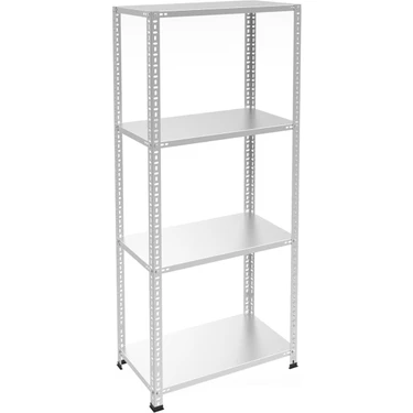 Rafburada 4 Katlı Galvaniz Çelik Raf - Depo, Arşiv, Kiler, Dosya, Market Rafı - 31x60 cm-100