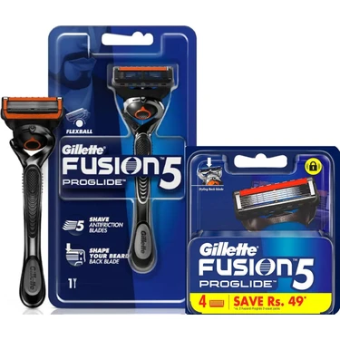 Gillette Fusion5 Proglide Makina + 5 Yedek Traş Bıçağı Hediyeli Ergonomik Tasarım ve Uzun Ömürlü