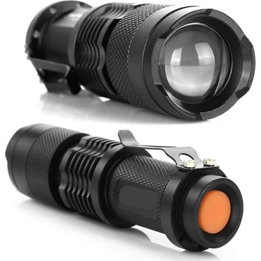 Km-87 Polis Tipi Zoomlu Şarjlı Metal Dağ Kamp Cep Feneri Cree LED 2300