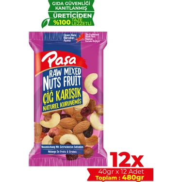 Paşa Kuruyemiş Çiğ Karışık Naturel Kuruyemiş 40 gr x 12