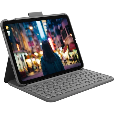 Logitech Slim Folio 10.9" iPad 10. Nesil ile Uyumlu Klavyeli Türkçe Tablet Kılıfı - Koyu