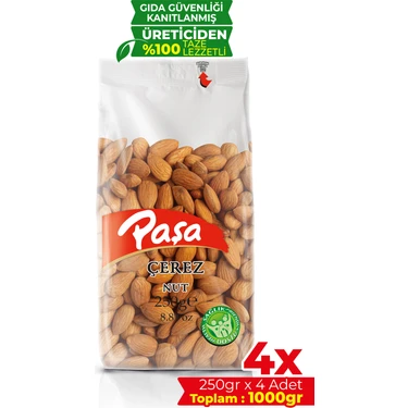Paşa Kuruyemiş Çiğ Badem İçi 1 Kg (250 gr x 4 Ad.), Naturel Tuzsuz Çiğ