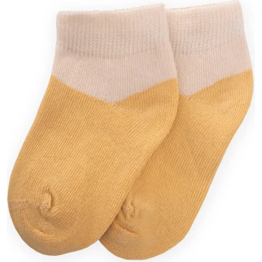 Iki Renkli Bebe Patik Çorabı 0-4 Yaş Hardal