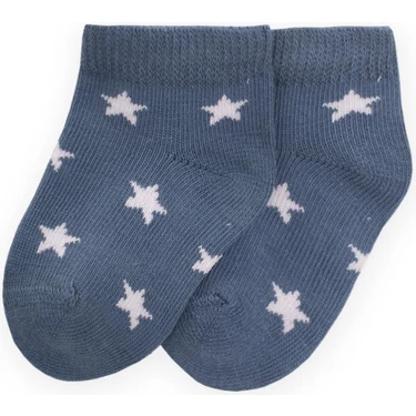 Yıldız Desenli Bebe Patik Çorabı 0-4 Yaş Indigo