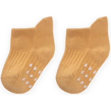 Abs Baskılı Bebe Patik Çorabı 0-4 Yaş Hardal