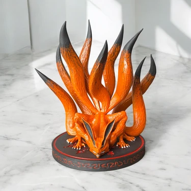 Kurama (Kyubi) 3D Baskı Koleksiyon Figürü – El Boyaması, Naruto Lanetli