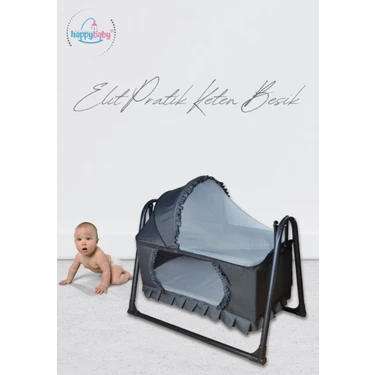 Happy Baby Elit Pratik Keten Beşik - Portatif - Sallanır - Oyuncaklı - Anne Yanı - Bebek