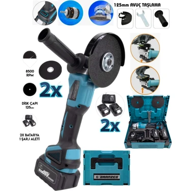 Branzeg 36V Şarjlı Spral Avuç Taşlama Kömürsüz Motor 4 Devirli Spiral Çift Bataryalı Yedek Taşlama