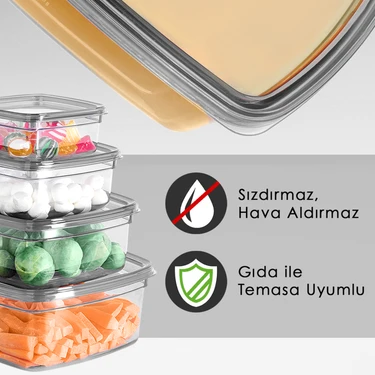 4'lü Kare Sızdırmaz Saklama Kabı Seti - Düzenleyici Erzak Fiyatı
