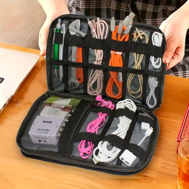 Microcase 10 Gözlü Seyahat Kablo ve Aksesuar Düzenleyici Organizer Çanta -