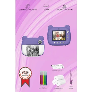 Torima Dijital Fotoğraf Makinesi Çocuk Termal Resim Kağıt Baskılı Yazıcı Kamera Makinesi CMR14