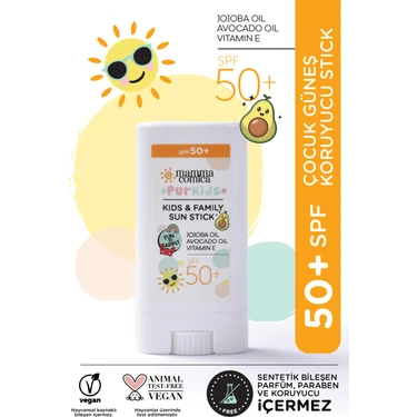 MammaComica Dough Purkids Yüksek Korumalı Bebek Çocuk Güneş Koruyucu Stick Yeni Nesil Organik