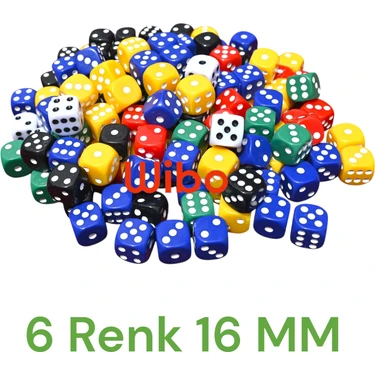 Wibo 6 Renk Okey Zarı 30 Adet Okey Oyun Zarı Akrilik Okey Zar 16