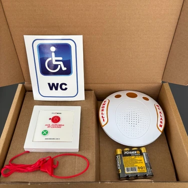 Kablosuz Engelli İpli WC Çağrı Buton Lamba Seti Pilli