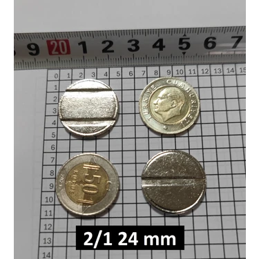 2/1 Çeltikli 24/2 mm Oyun Makineleri Jetonu & Langırt Jetonu ( 100 Adet