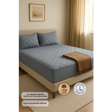 Formeya Gri %100 Pamuk Kapitone Fitted Yatak Koruyucu Çarşaf - Bebek-Tek-Çift Kişilik-Battal Yatak
