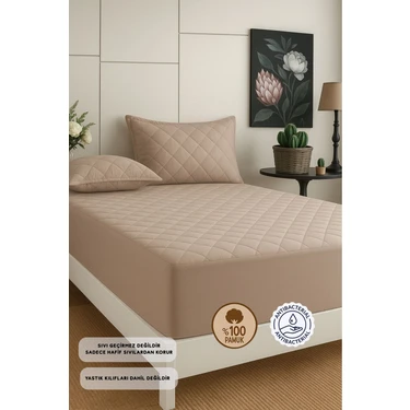 Formeya Kahverengi %100 Pamuk Kapitone Fitted Yatak Koruyucu Bebek-Tek-Çift Kişilik-Battal Yatak