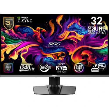 MSI 31.5" MPG 322URX QD-OLED 3840x2160 (UHD) 16:9 FLAT QD-OLED 240HZ 0.03MS G-SYNC COMPATIBLE