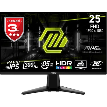MSI MAG 255XF 24.5"  (FHD) 16:9 FLAT IPS 300HZ 0.5MS (GTG) ADAPTIVE-SYNC 1920 x 1080 LCD