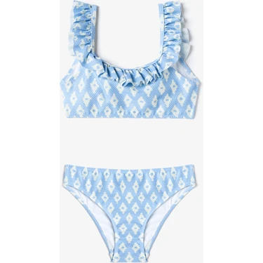 Kız Çocuk Cute Flowers Desenli Bandeau Bikini