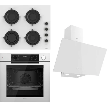 Ferre Steamart-Fryart Serisi Beyaz Set (CS206-FA + QEP64CB +D078) - Emaye