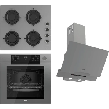 Ferre Steamart-Fryart-Sılentart Serisi Gri Set (CS208-FA + QEP64CPR +D065-SA) - Emaye Izgara /
