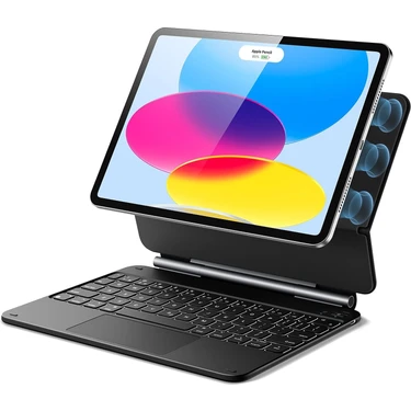 M.TK Moveteck Apple Ipad Air 11 M2/M3/M4 ve Air 4/5/6/7. Nesil 10.9 Inç Magic Klavye Keyboard