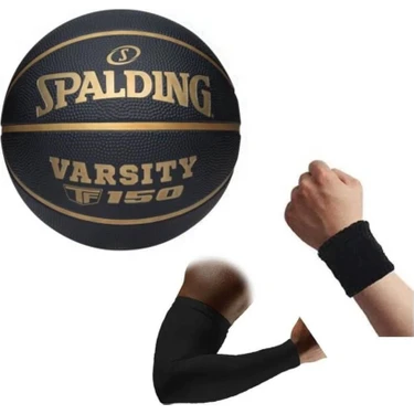 Spalding Basketbol Topu Varsity Black Gold TF-150 Size:7+Basketbol Kolluğu+Havlu