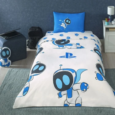 Taç Lisanslı Playstation Astrobot Tek Kişilik Pamuk Nevresim Takımı