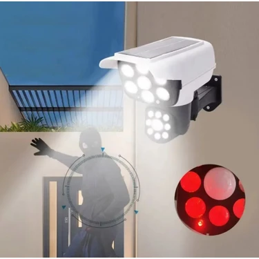 Gaman 77 LED Hareket Sensörlü Kumandalı Güneş Enerjili LED Solar Bahçe Lambası Armatürü Sahte
