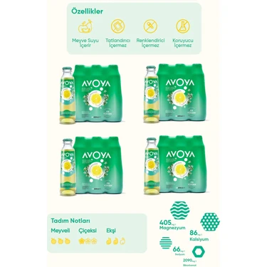 Avoya limon ve limon Çiçeği Maden Suyu 200 ml x 24 Adet Fiyatı