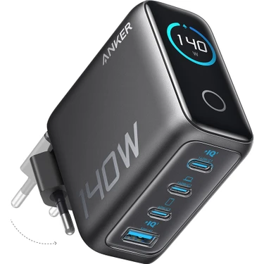 Anker 140W, 4-Port 3xusb-C 1x Usb-A, Pd 3.1 Hızlı Şarj Cihazı Koyu Gri- A2697 (Anker Türkiye
