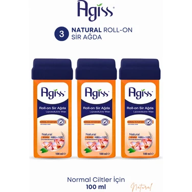 Agiss Roll-On Sir Ağda Natural 100 ml  x 3