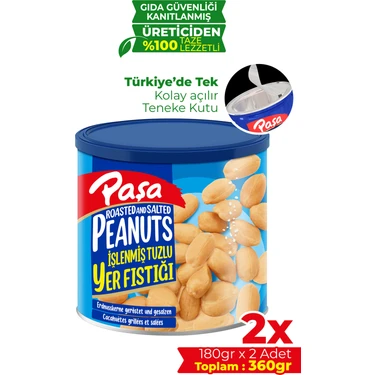 Paşa Kuruyemiş Kavrulmuş Yer Fıstığı Teneke Kutu 180 gr (Tuzlu) x 2