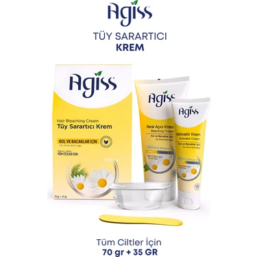Agiss Doğal Papatya Özlü Tüy Sarartıcı Krem Set 70 gr + 35 gr Tüm Ciltler İçin E Vitamini