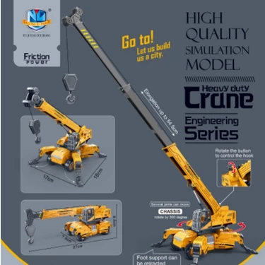 Berattoys Oyuncak Iş Makinaları Vinç Ful Fonksiyon Iş Araçları Kırılmaz Örümcek Vinç Inşaat