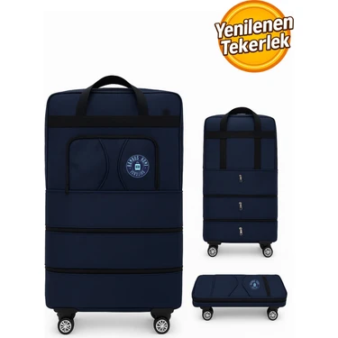 Bambus Home Premium Genişleyebilir 3 Körüklü Fermuarlı Tekerlekli El Valizi-Dev Boy