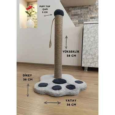 Kedi Tırmalama Tahtası Pati Modelli 50 cm Tırmalama Kedi Oyun Alanı Puf