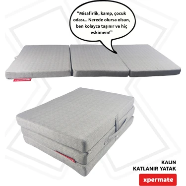 Xpermate Katlanır Yatak Yer Yatağı  Katlanır Sünger Yatak Misafir Yatağı 70X180X6