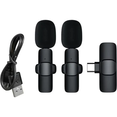 Serreha K9 Kablosuz Mikrofon Ergonomik Tak Çalıştır Android Telefon Tablet Ipad Çiftli Yaka